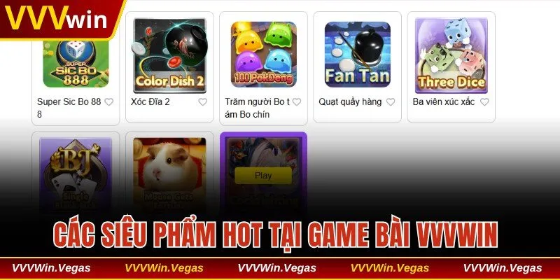 Điểm qua những siêu phẩm hot trên game bài VVVwin